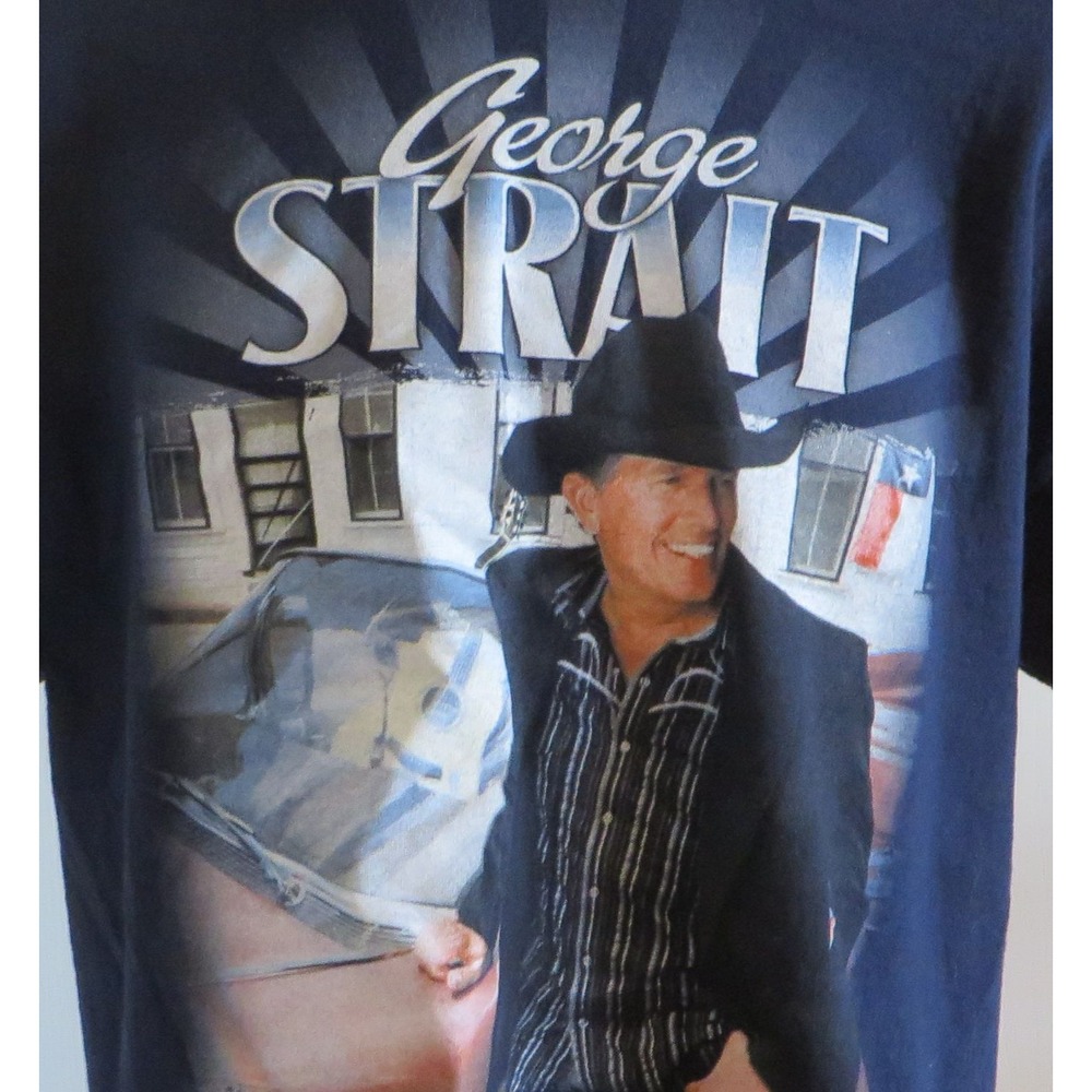 George Strait Twang 2010 Tour Tshirt Blue Concert Dates Country Music Size Large